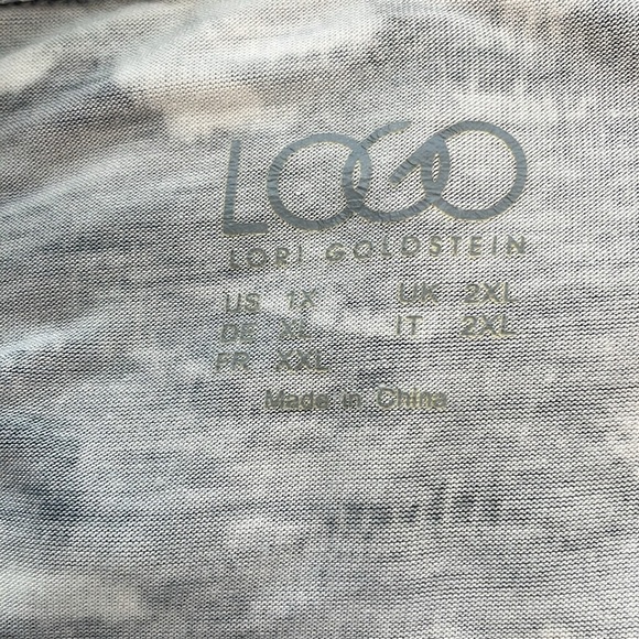 LOGO by Lori Goldstein Blue/Gray/White Camo Button Down Cardigan/Top. Size 1X - Picture 9 of 12